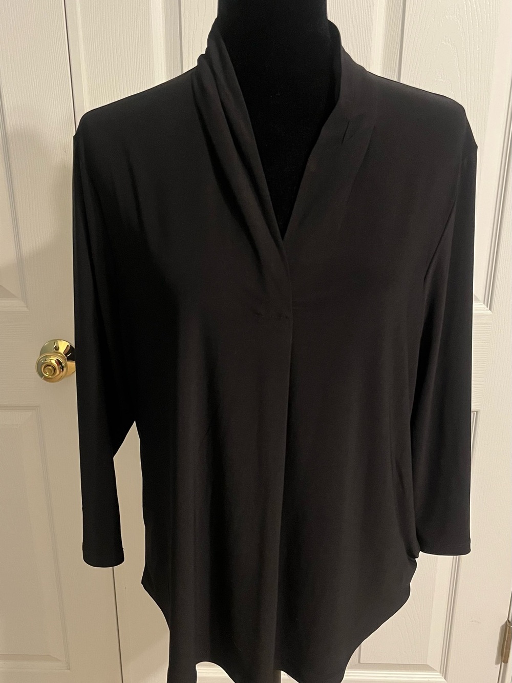 Preston & York Black Margo Long-Sleeve V-Neck Top NWT size X large